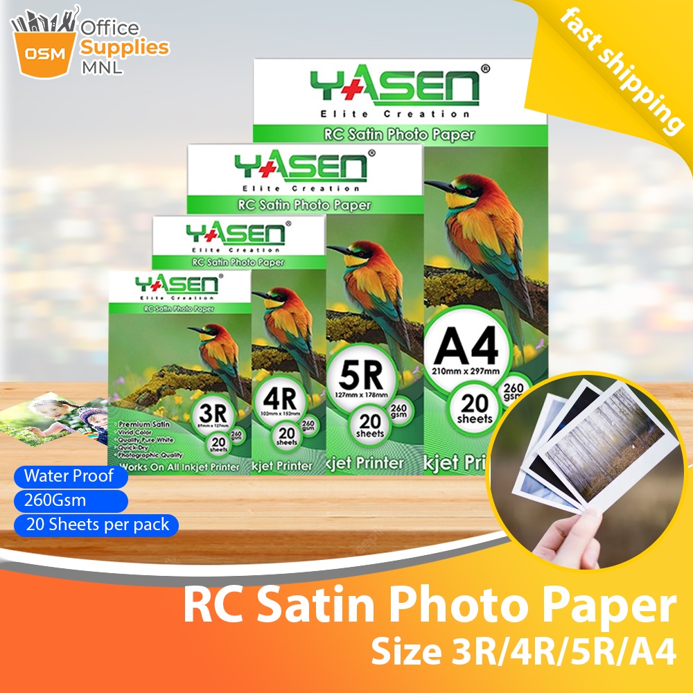 YASEN RC Satin Waterproof Photo Paper Woven Photopaper 260GSM 3R/4R/5R