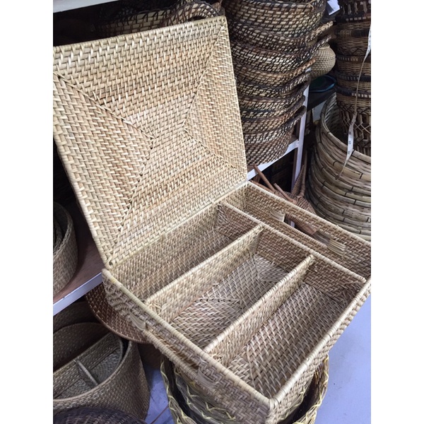 Kitchen Drawer Organiser Cutlery Storage Basket 4 Compartment