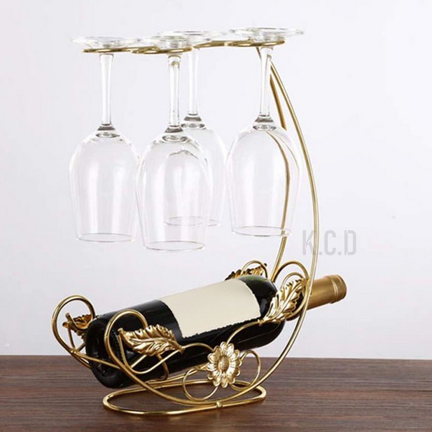 Tabletop Wine Rack & Stemware Holder Metal Elegant Freestanding ...