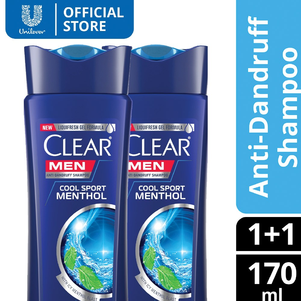 Clear Men Cool Sport Menthol Anti-Dandruff Shampoo 170ml x2 | Shopee ...