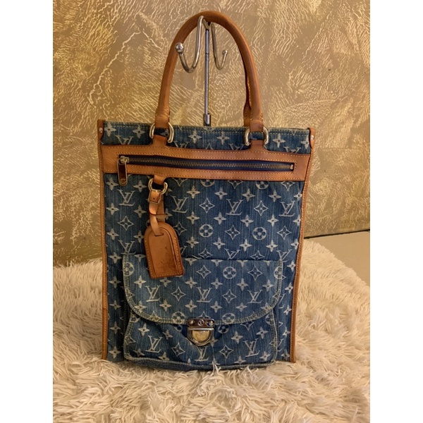 Louis Vuitton Blue Denim Monogram Sac Plat Tote Bag