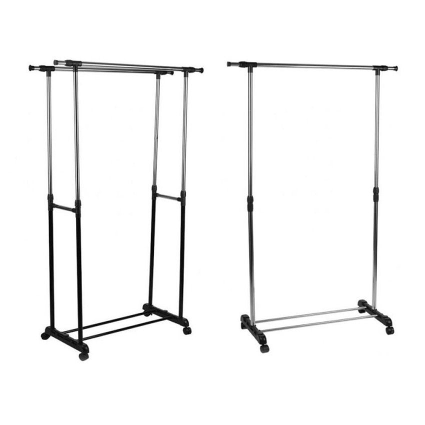 Keimav Double Pole Clothes Rack and Single Pole Clothes Rack (Black/Silver) Shopee Philippines