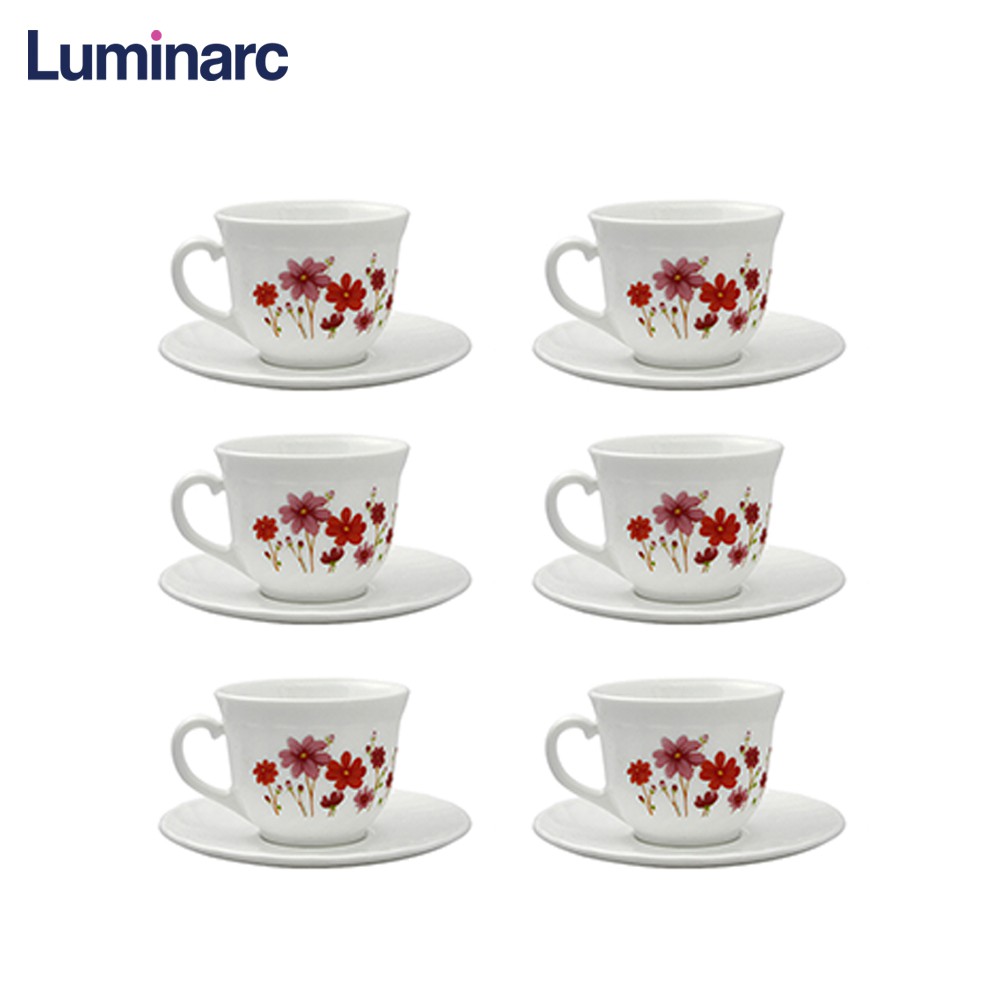 Luminarc Country Flower Tempered Glass Coffee Cup And Saucer 22cl Shopee Philippines 2914