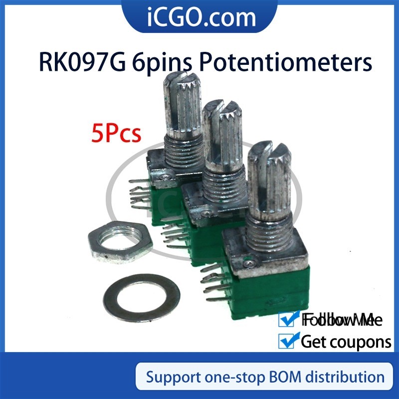 5PCS RK097G Double Potentiometer B5K/10K/20K/50K/100K 6PIN