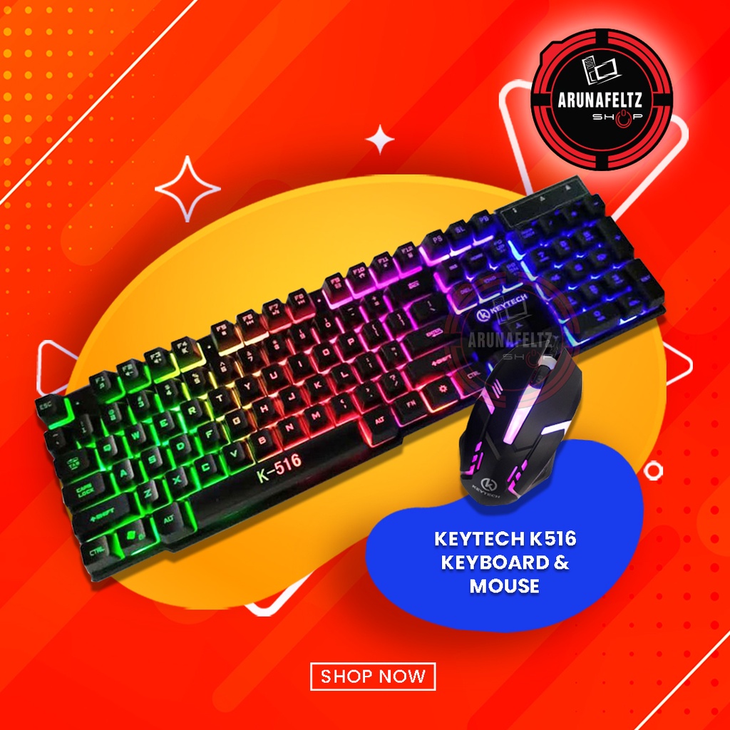 KEYTECH K516 KEYBOARD & MOUSE- USB | Shopee Philippines