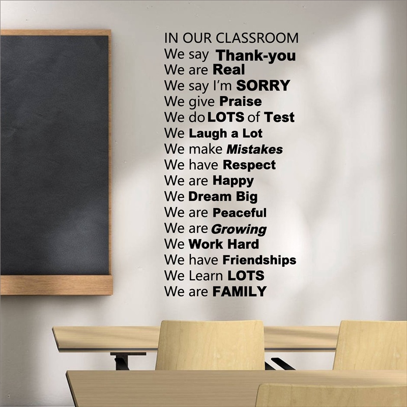 Vinyl Wall Sticker Classroom Rules Decal Decor In Our Classroom We Say ...