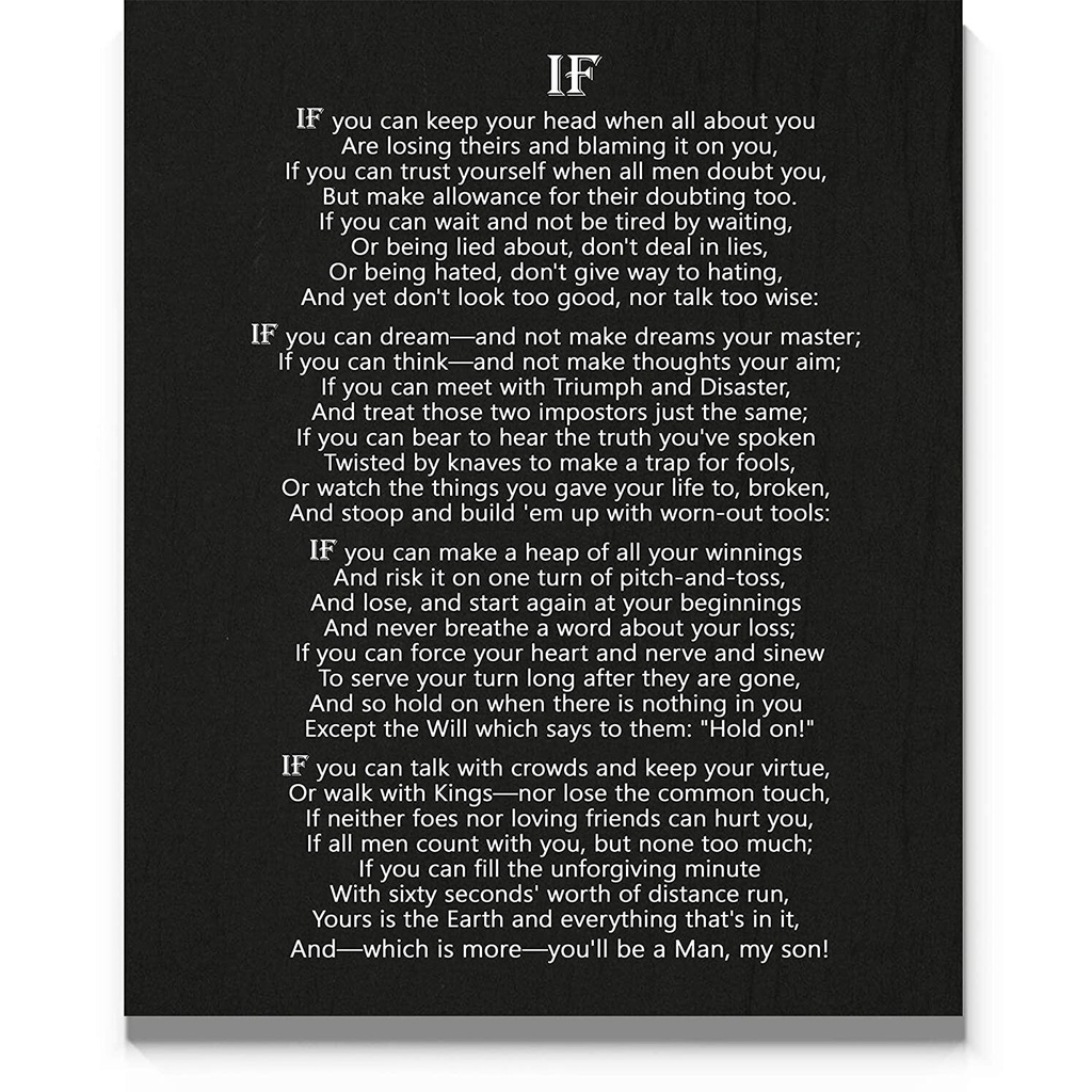 If Poem Wall Art Print Stunning Rudyard Kipling Inspirational Room Wall Decor For Home Office 5118