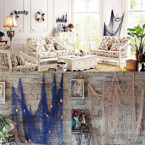 1pc Nature Fish Net Wall Decoration with Shells, Ocean Themed Wall