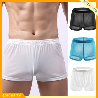 Underpants Sexy Mens See Through Boxer Briefs Sheer Mesh Underwear