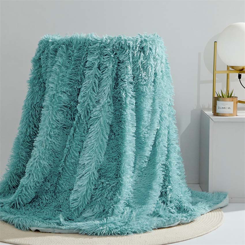 Fluffy Plush Blanket Solid Color Bedding Throw Soft Warm Faux Fur