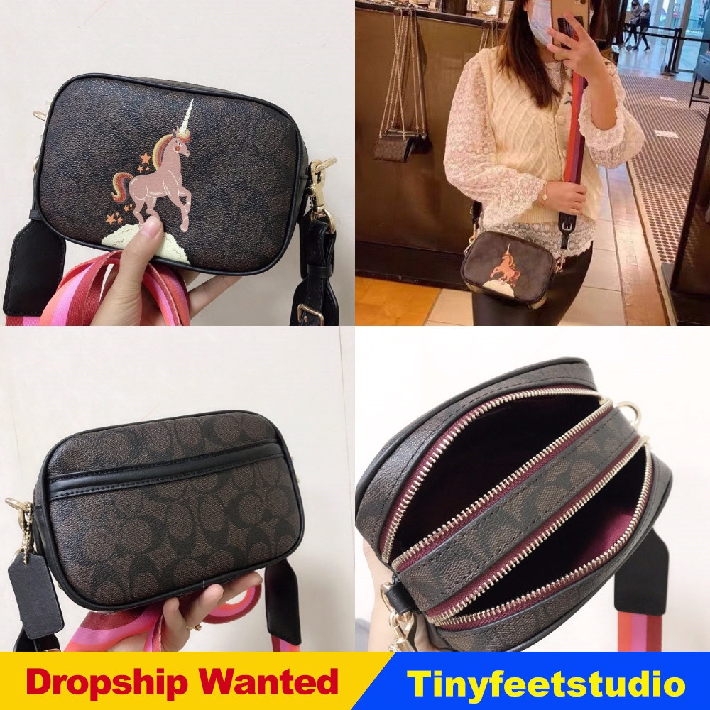 Coach C1303 JES Crossbody 20 in Signature Canvas With Unicorn Women