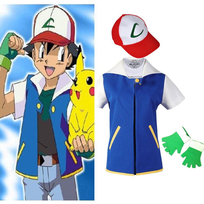 Disfraz De Pokemon Ash Child 3 Pc POKEMON TRAINER Ash Ketchum Cosplay