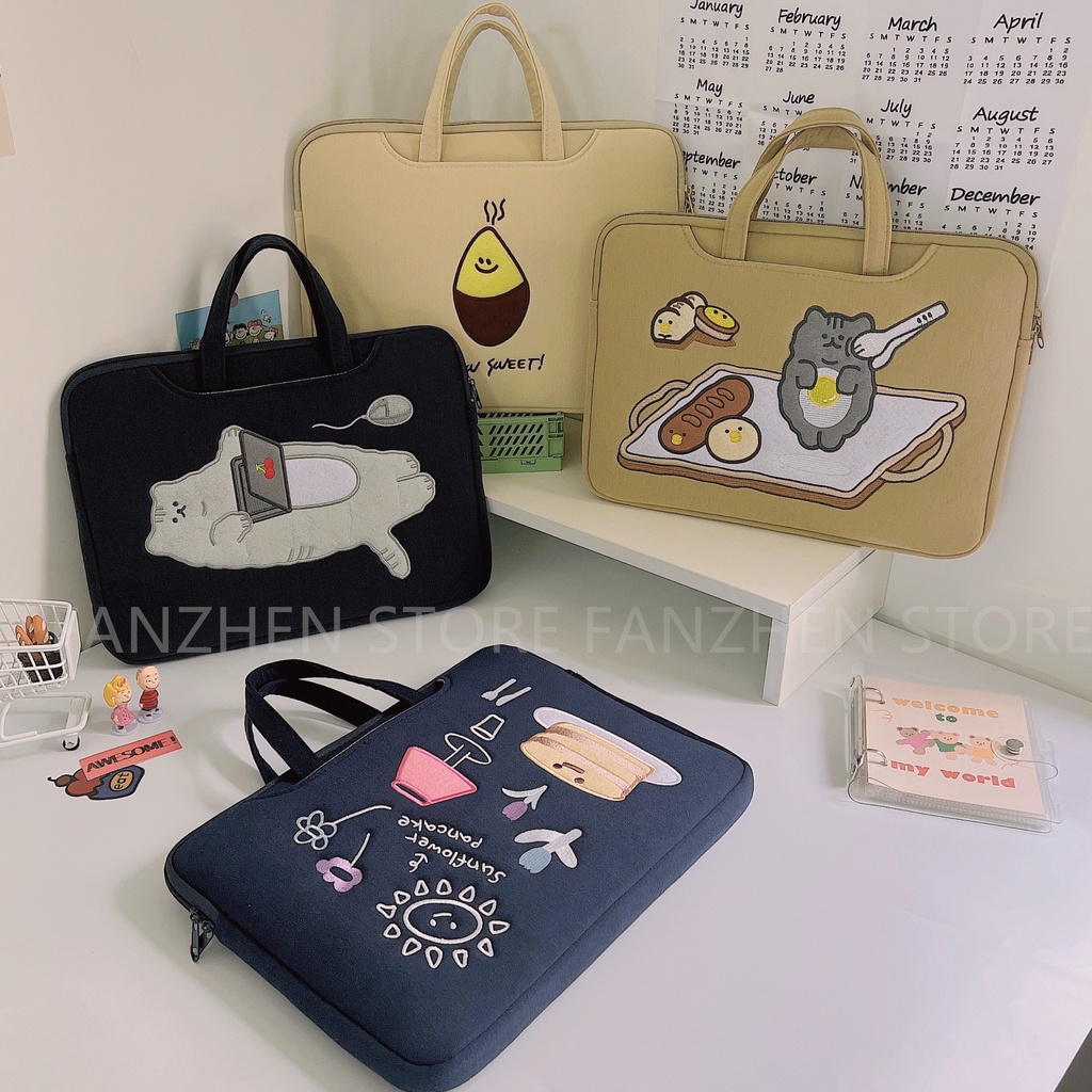 Laptop bag ins Korean cute embroidery inner bag inch  shockproof laptop handbag