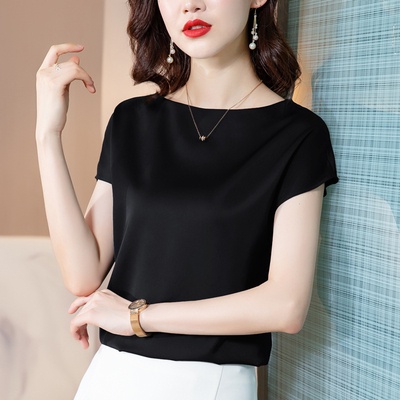 QIEQING short sleeve satin tshirt for women tops fashion loose plus ...