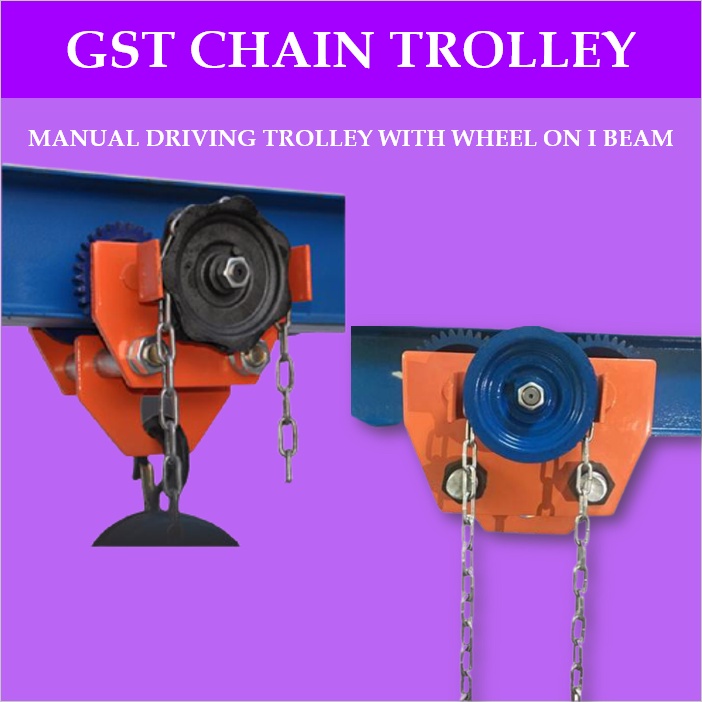 1t Two Shafting Gst Geared Heavy Duty Manual Trolley With Wheel On I