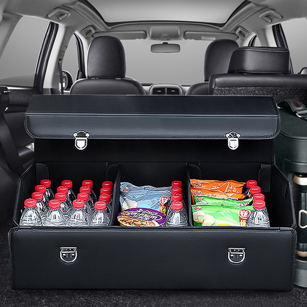 Car Trunk Storage Box Leather Large Capacity Foldable Car Organizer Box