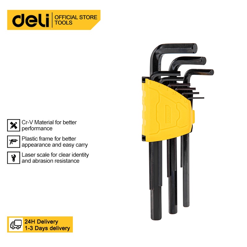 Deli 9PCS Hex Key Wrench Set Allen Wrench Set Allen Spanner EDL231209H
