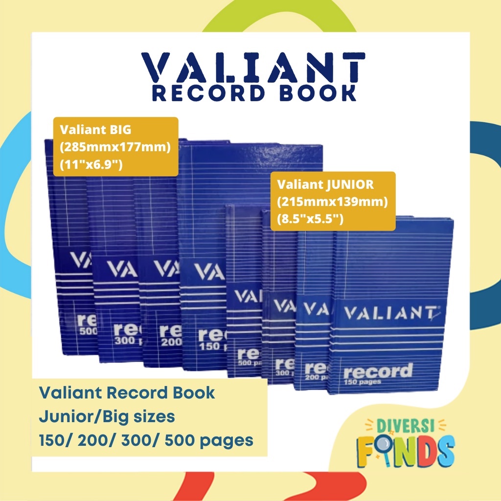 1 pc Valiant or Officemate Record Book Junior / Big Size 150pgs