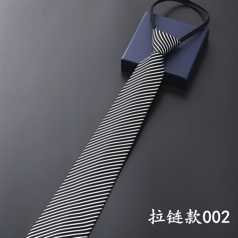 【MABB】Men's Business Dress Zipper Tie Groom Wedding Blue Stripe Korean ...