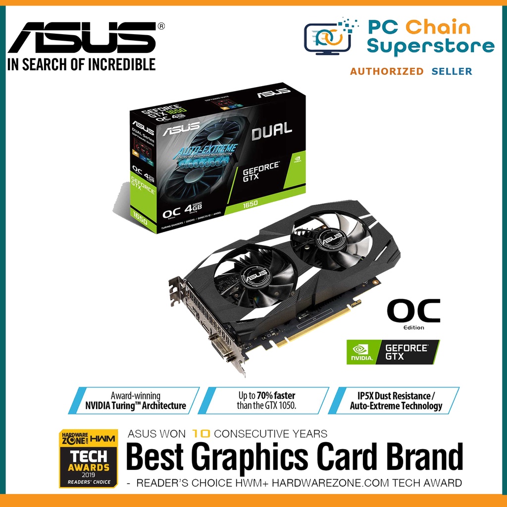 ASUS Dual GeForce GTX 1650 OC edition 4GB GDDR5 Graphics Card ( DUAL ...