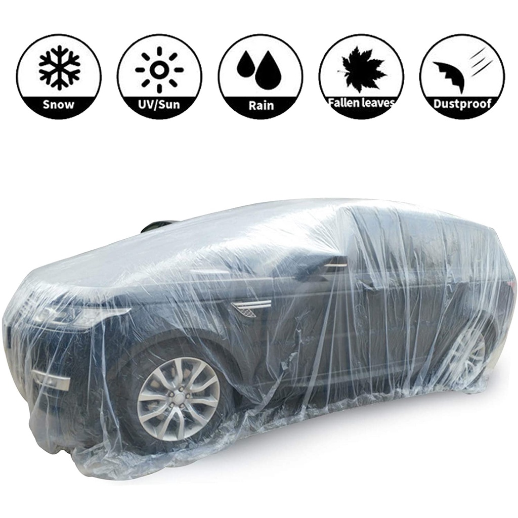Clear Plastic Car Cover 100 Waterproof High Qulity Elastic Rainproof Dustproof Withd Raw String