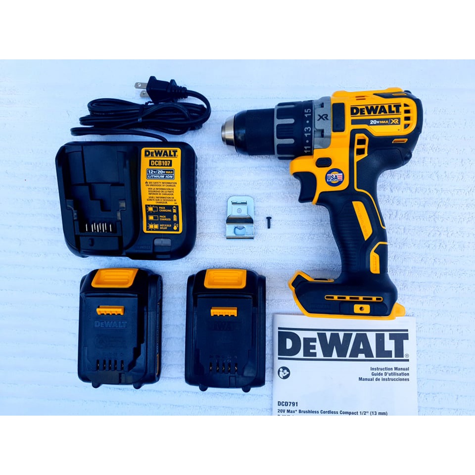 dewalt dcd791 compact brushless drill driver kit (110v charger ...