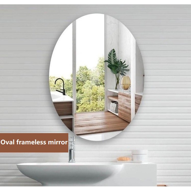 Mirror Acrylic elliptical mirror bathroom toilet wallattached