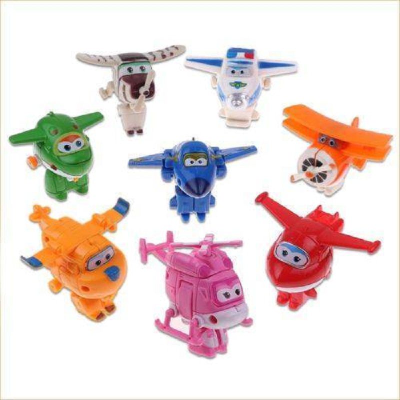 Super Collectible 8pcs Wings Mini Planes Toys Including Figures Robot ...