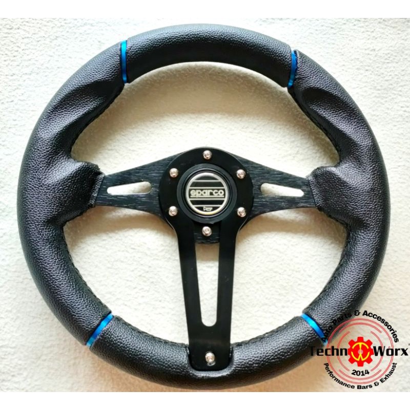 SPARCO Steering Wheel 12in Leather Hairline alloy horn button universal