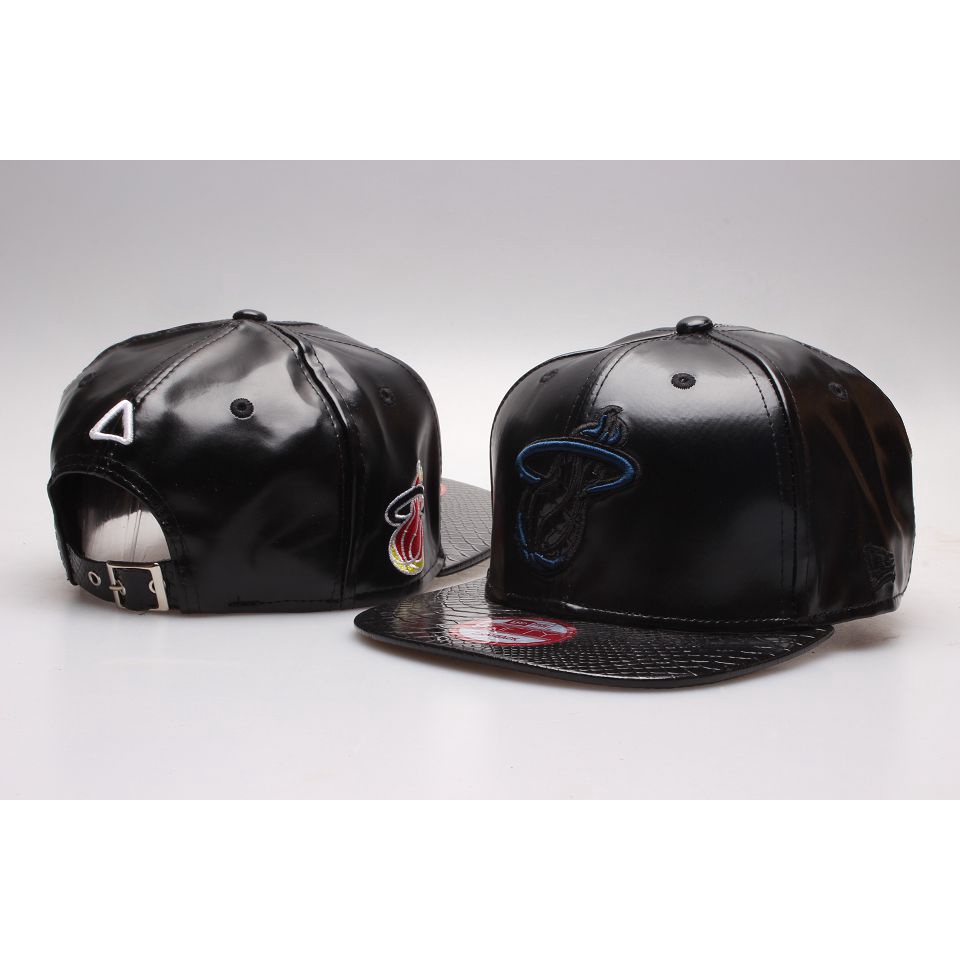 Black leather best sale strapback hat