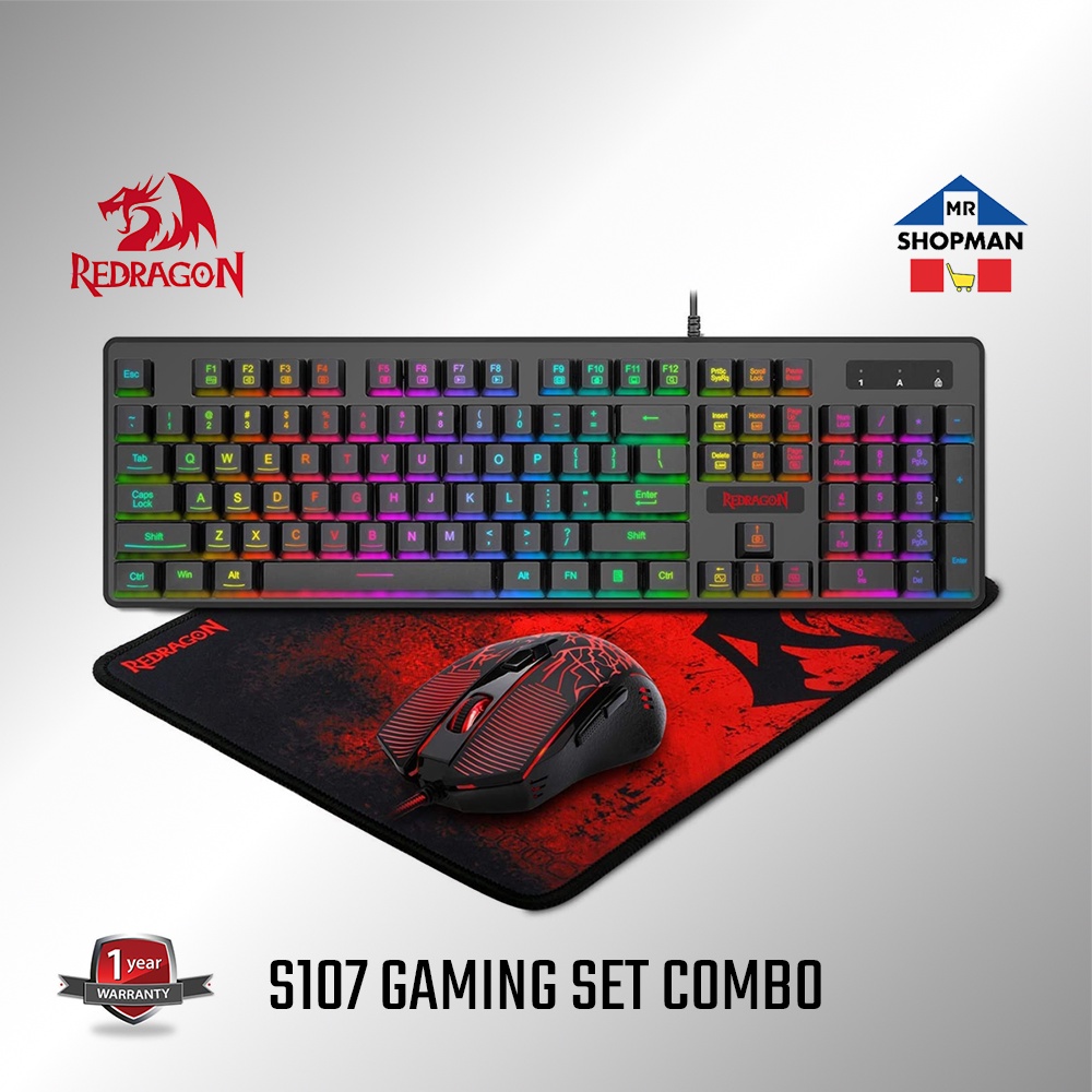 Redragon S107 Gaming Keyboard+Mouse+Mousepad Combo Shopee Philippines