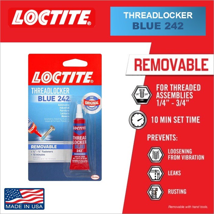 Loctite Threadlocker Blue 242 Nut And Bolt Locker, .20 Fl. Oz. (6ml ...