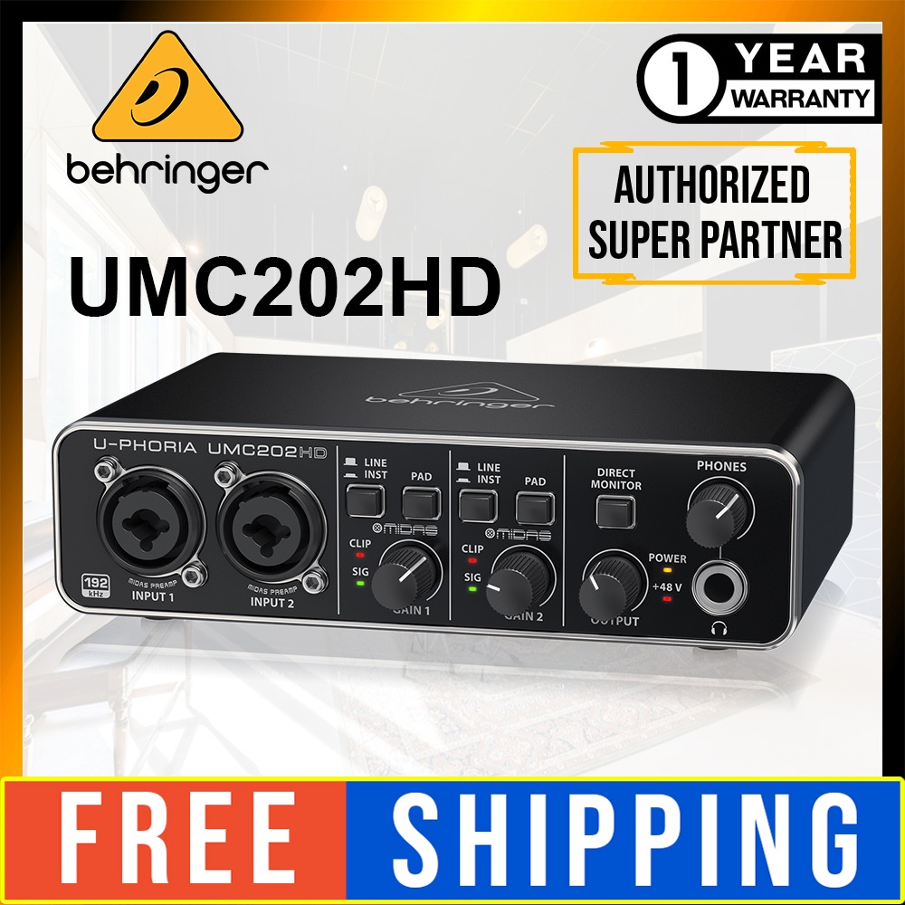 Behringer U-Phoria UMC202HD USB 2.0 Audio Interface (UMC-202HD / UMC ...