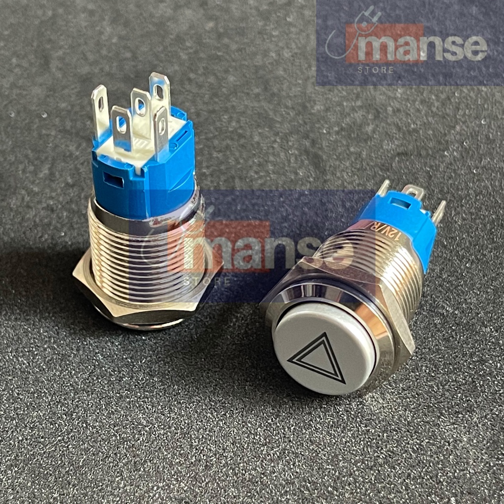Waterproof Push On Off Switch 16mm Metal Logo Triangle Hazard | Shopee ...