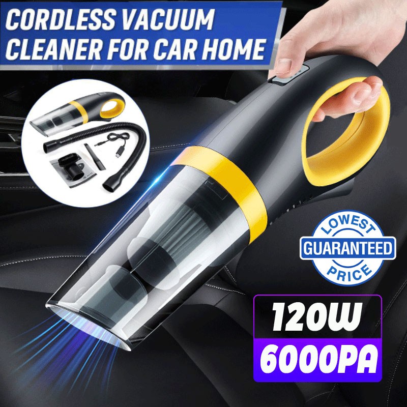 6000PA Suction Portable Handheld Wireless Cordless Car Vacuum Cleaner ...