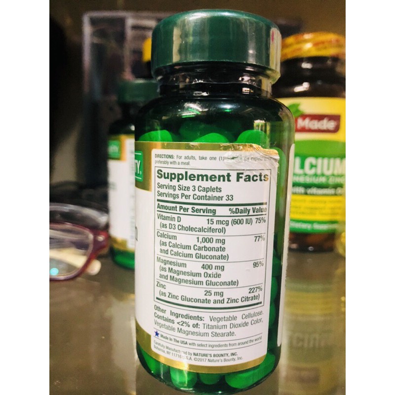 Nature's Bounty Calcium Magnesium Zinc with Vitamin D3 Shopee Philippines