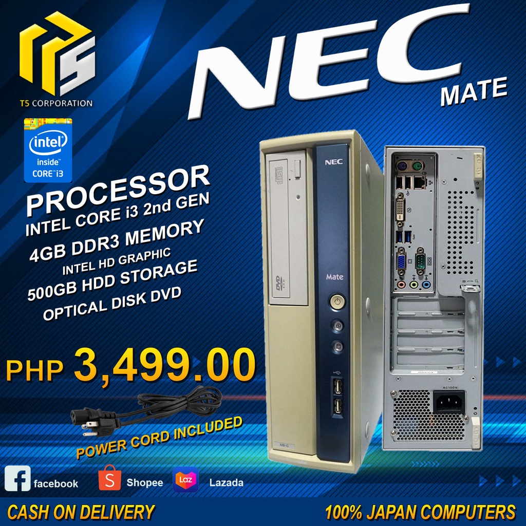 NEC SLIM CPU i3 2nd gen 4gb/500gb HDD System Unit! ✨ | Shopee