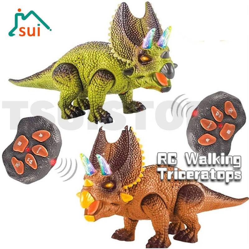 RC Walking Triceratops Dinosaur Remote Control Toys with Light Sound ...