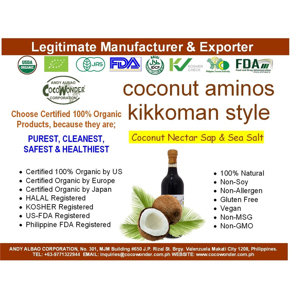 CocoWonder Organic, COCONUT AMINOS KIKKOMAN STYLE SAUCE NonSoy
