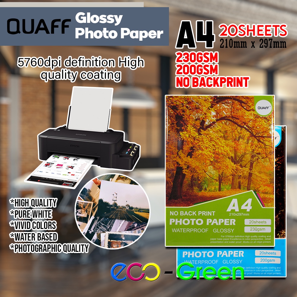 NO BACK PRINT Photo paper A4 230gsm A4 200gsm glossy brand Quaff Shopee Philippines