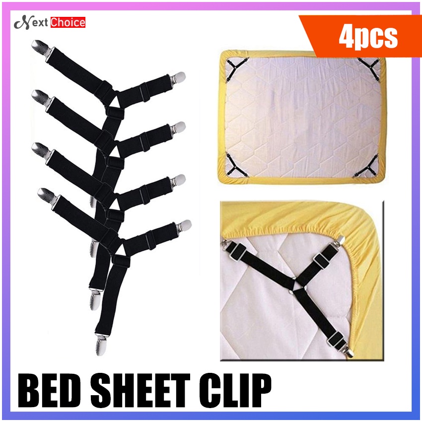 4pcs Triangle Bed Mattress Sheet Corner Clips Grippers Adjustable