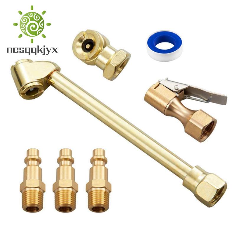 2pcs Portable Air Chucks, 1/4" Ball Foot Air Chuck Set Solid Metal Closed Ball Air Chuck With 1/4" NPT Standard Quick Plug, Tire Air Nozzle For Tire Inflator Gauge, Air Compressor