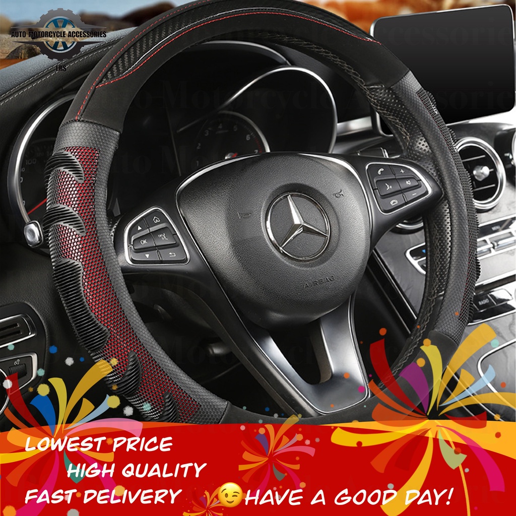 Car Steering Wheel Cover Breathable Anti Slip Pu Leather Steering 