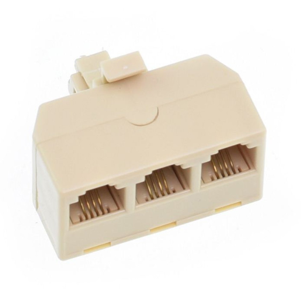 (ED) 3 Way Phone Modular Jack Telephone Line Adapter Splitter Shopee