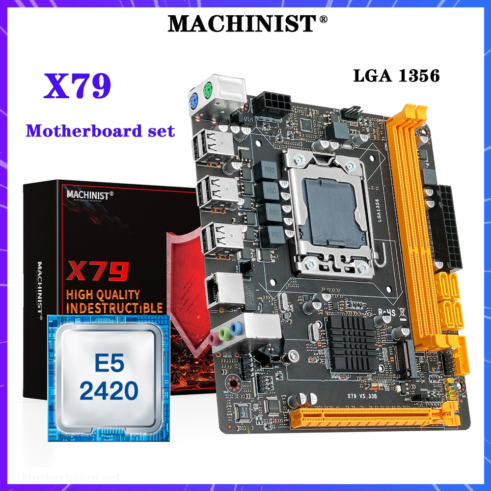 Machinist X79 Motherboard Lga 1356 Set Kit With Intel Xeon E5 2420