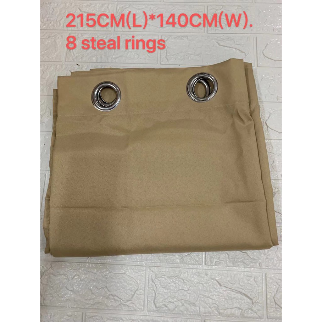 1pc 7feet Plain Fabric Curtain with 8 Steal Rings 215*140CM for Window ...
