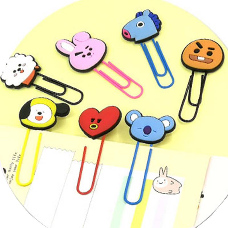 KPOP Korean Kawaii Cartoons School Office Supply Paper Clip Bookmark ...