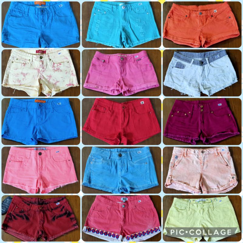 COLORED DENIM SHORTS: Branded Mix LOW Waist sizes 24-31