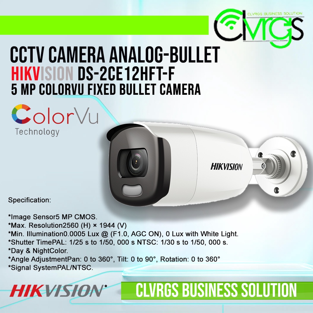 HIKVISION DS-2CE12HFT-F | 5 MP ColorVu Fixed Bullet Camera | Shopee ...