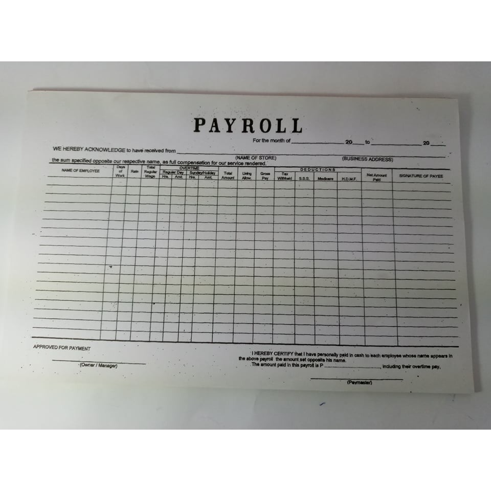 PAYROLL PAD SIZE 8.5X13 (100Sheets) | Shopee Philippines